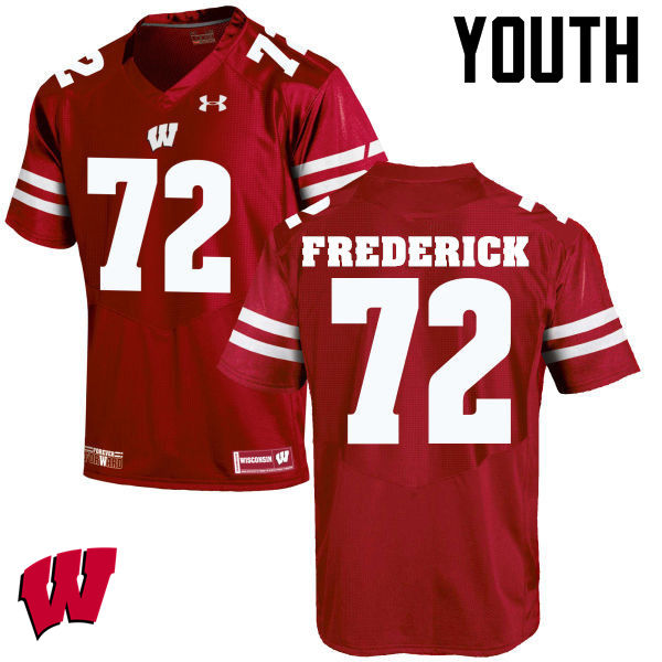 Youth Wisconsin Badgers #72 Travis Frederick College Football Jerseys-Red - Click Image to Close
